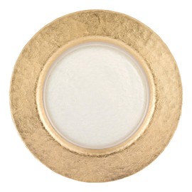 Badash Gold Border Glass Charger Plate - 13" Round Glass Charger with Elegant Gold Leaf Accent- Beautiful Food-Safe European Handcrafted Classic Dinnerware