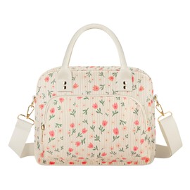 Lunch Bag for Women & Kids, 11.5L Large Insulated Lunch Box Bag, Adults Girls Packed Lunch Box Tote Bags with Shoulder Strap, Soft Cooler Picnic Bags for Work School Picnics (Small Pink Flowers)