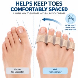 Toe Separator for Daily Foot Care – Stretchy 3, 4 or 5 Loop Design with Soft SEBS Spacers for Comfortable Toe Positioning