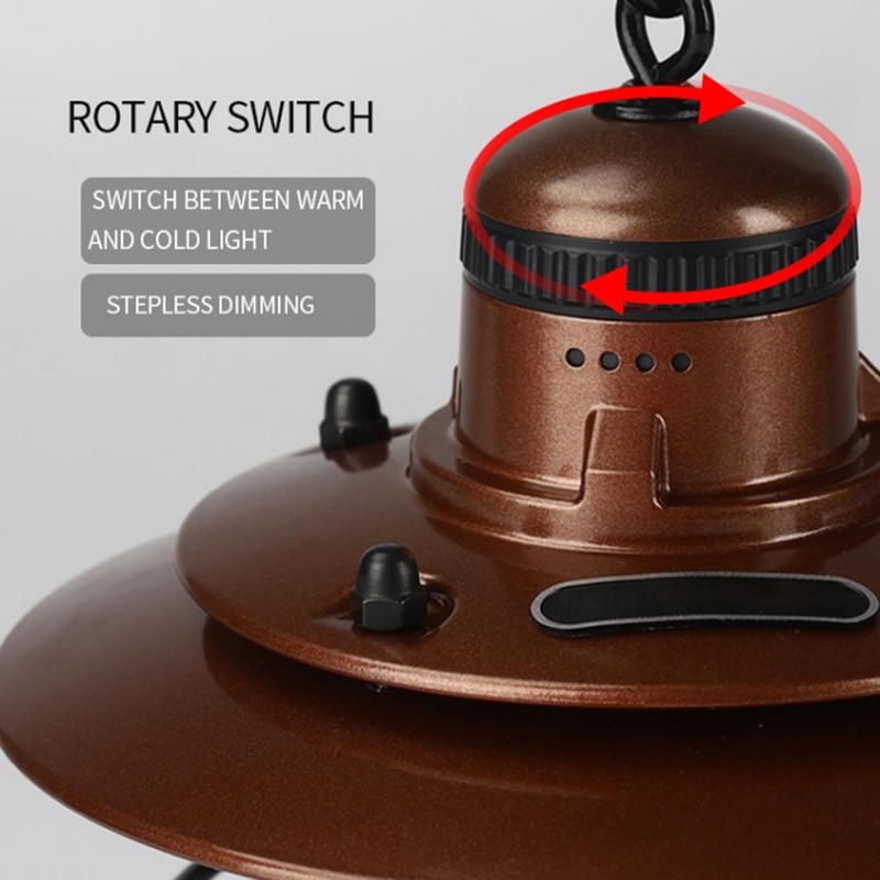 Outdoor Camping Lantern Portable Retro Camping Tent Light USB Rechargeable