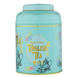 New English Teas Vintage Victorian Tea Tin with 240 English Breakfast Teabags for Tea Lovers, Forget Me Not Florals & Classic Tea Set Design