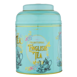 New English Teas Vintage Victorian Tea Tin with 240 English Breakfast Teabags for Tea Lovers, Forget Me Not Florals & Classic Tea Set Design