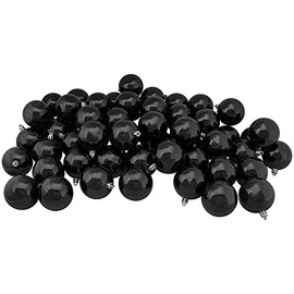 60ct Jet Black Shatterproof Shiny Christmas Ball Ornaments 2.5" (60mm)