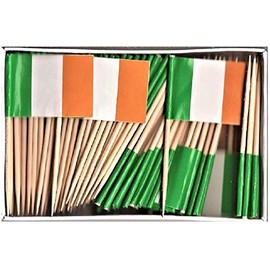 2500 Miniature Ireland Toothpick Flags, Small Mini Irish Flag Cupcake Toothpicks or Cocktail Sticks & Picks (25 Boxes)