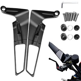 DAJILI Motorcycle rear view mirrors, Adjustable 360° Rotating Stealth Wind Wing Side Mirrors, Adjustable Flat Motorbike Mirrors for Z400/Z650/Z900 Duke 125-1290 MT07/09 Universal 8mm/10mm Fitment