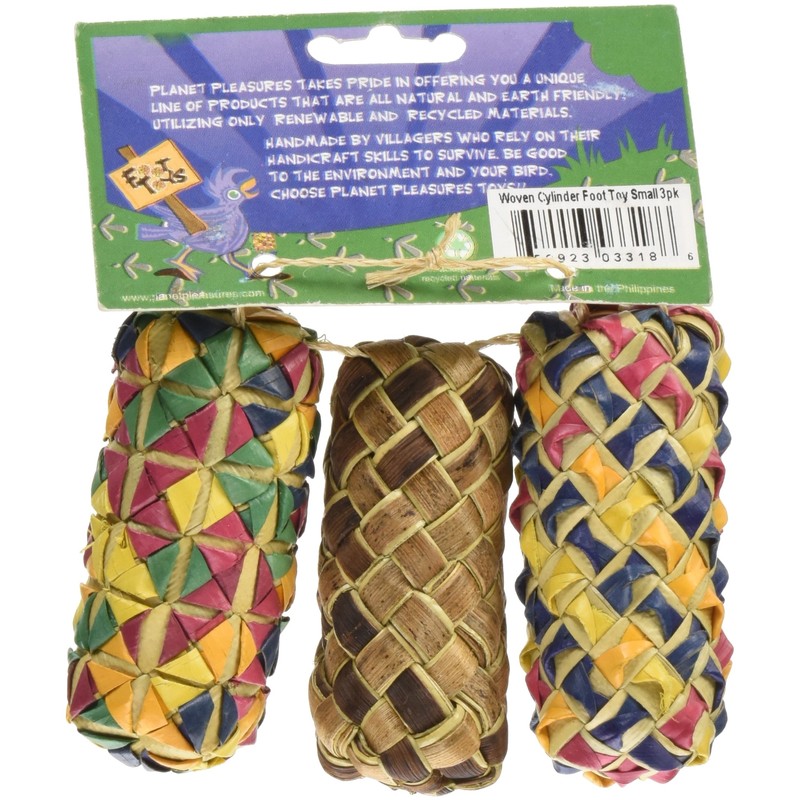 Planet Pleasures Woven Cylinder Foot Toy (3 Pack), Small