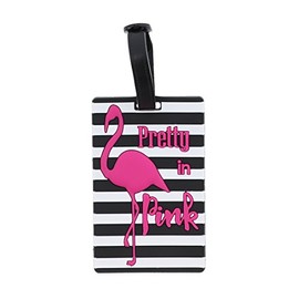 SandT Collection 'Pretty In Pink' Luggage Tag - 1 Count - Rectangular - Pink - Silicone - 2.5 x 4 Inches
