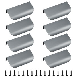 MOROBOR Finger Edge Pull, 8pcs Concealed Handle Modern Style Drawer Handle, Aluminum Alloy Invisible Handle Wardrobe Handle for Cabinet Hardware Drawer, 80mm/Matte Gray