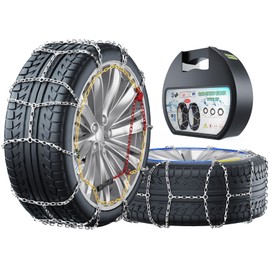 TEPU Snow Tire Chains for Car, Suv, Pickup Trucks and Trucks Tires, Portable Reusable Alloy Steel Tire Chains, Snow Chains Compatible with Tire Width 215 225 235 245MM, Set of 2 - KN110