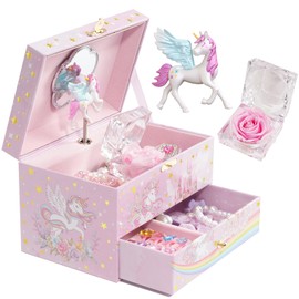 ProCase Children's Jewelry Box, Kids Jewelry Organizer with Unicorn for Little Girls, Jewelry Case Gift for Toddler Age 2 3 4 5 6 7 8 -Sunshine