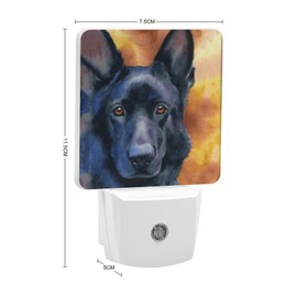 Black German Shepherd Dog Cute LED Night Light Small Plug Into Wall Dusk to Dawn Sensor Nightlight for Bedroom Hallway Decor