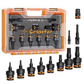 Crosstar 11PCs 3/8" & 1/2" Drive Impact Torx Swivel Socket Set (T25-T70) | CR-MO Wobble Star Sockets, Clear-View Case & EVA Foam Organizer for Tight Spaces