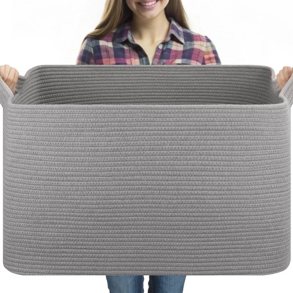 OIASKET Extra Large Blanket Basket, 23.6" x 16.5" x 13.8"
