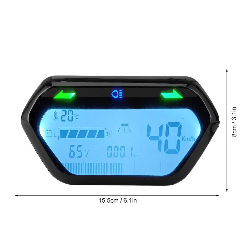 Speedometer, 48 V/60 V Speedometer, Odometer, Tachometer, Digital LCD Display,