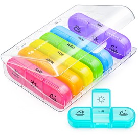 Weekly Pill Organizer 3 Times a Day, Large 7 Day Pill Box 3 Times a Day with Separate Container, Portable Pill Case for Medication, Vitamins, Fish Oil and Supplements