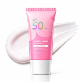 Japan Sakura Sunscreen SPF 50 PA+++, Sun Cream SPF 50, Sun Cream Face & Body, Waterproof Sunscreen with Brightening, Non-Greasy Formula, No Ice Film, for Outdoor Activities