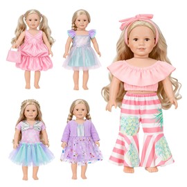 HOMQYTE 5 Sets Doll Clothes for 18 inch Dolls Baby Doll Accessories Outfit