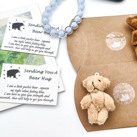 2 Pack A Little Pocket Bear Hug Small Gifts for Women with Hug Card and a Plush Bear Toy for Keychain Pocket Hugs Love Token to Whoever Needs One, Gifts