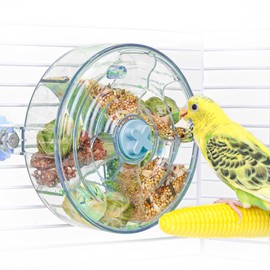 SQUSIMEI Bird Foraging Toys Seed Food Spinning Training Feeding Parrot Toy for Budgies, Lovebirds, Cockatoos, Parakeets and Other Small to Medium Sized Birds (Blue)