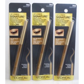 L'Oréal L'OREAL LE LINER SIGNATURE SMOOTH GLIDE EYELINER 760 GOLD VELVET 0.0108 OZ 3PCS