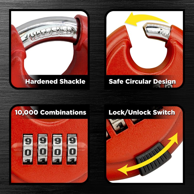 DEFENSE2 Disc Lock for Storage Unit 4 Digit Combination Lock