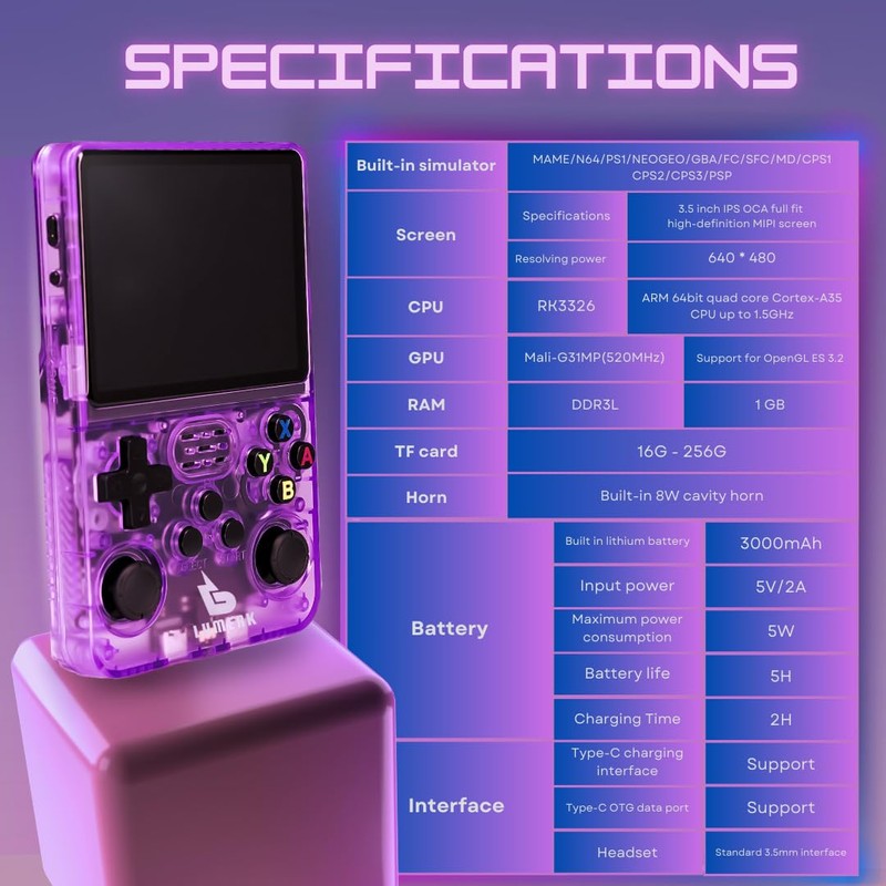 Lumerk R36S Handheld Retro Game Console Air Version Emulator System,+