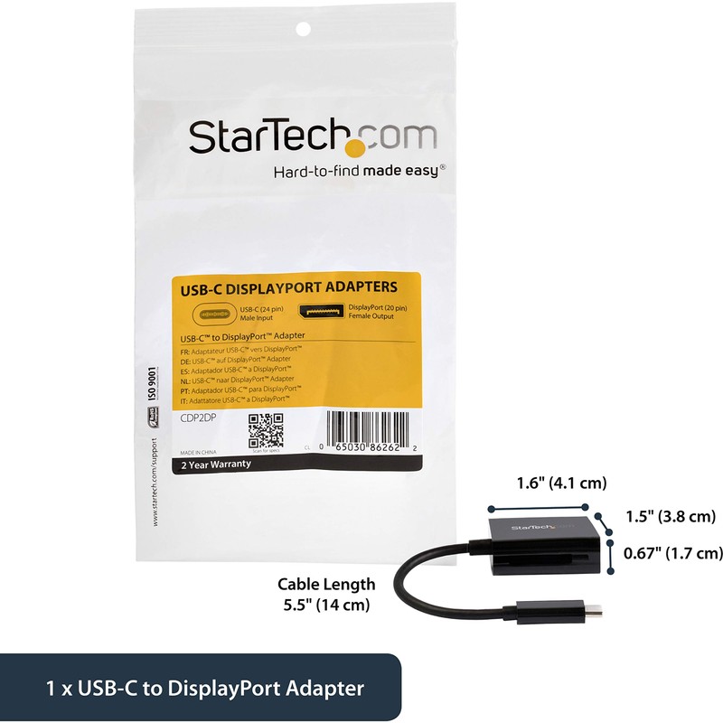 Startech CDP2DP Adaptor USB-C a DisplayPort, Negro