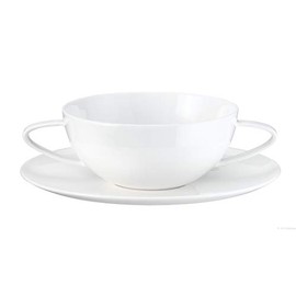 ASA 1991013 Á Table 2 handled ceramic soup cup with saucer, 13.0 x 13.0 x 5.60cm glossy white