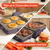 bella 10"x 20" Ceramic Fold-n-Store Dual Temp Griddle, Fits-anywhere Kitchenware,