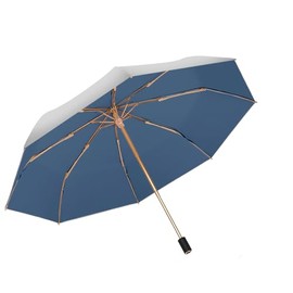 ThreeH UV Umbrella Sun Protection UPF 50+ Compact Travel Umbrella Double Layer Sun Protection with 8 Ribs, blue