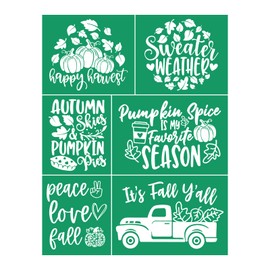 DGAGA Fall Silk Screen Stencils Reusable Self Adhesive Chalk Mesh Stencils Autumn Silkscreen Transfers for Painting on Wood,Craft,DIY Farmhouse Signs Screenprinting Starter Kit for Chalk Paste