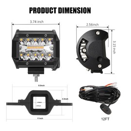 BESTZHEYU 4 Inch 60W Led Pods with 2.5 Inch Tow Hitch Mounting Brackets Backup Reverse Lights Rear Light Bar for Pickup ATV SUV Truck Trailer Boat with White and Amber Beam