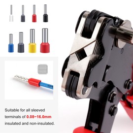 Zhushan Crimpadora de virola de carga frontal 16-4A de 30-5AWG (0.08-16mm²) para mangas de extremo de alambre y terminal de extremo de alambre