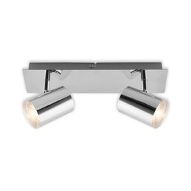 BRILONER Leuchten 2731-028 Ceiling Spotlight, Bathroom Lamp, Ceiling Light, Spotlight Rotatable and Swivelling, 2x LED/GU10, IP44, Chrome, 290 x 99 x 112 mm (L x W x H), Silver