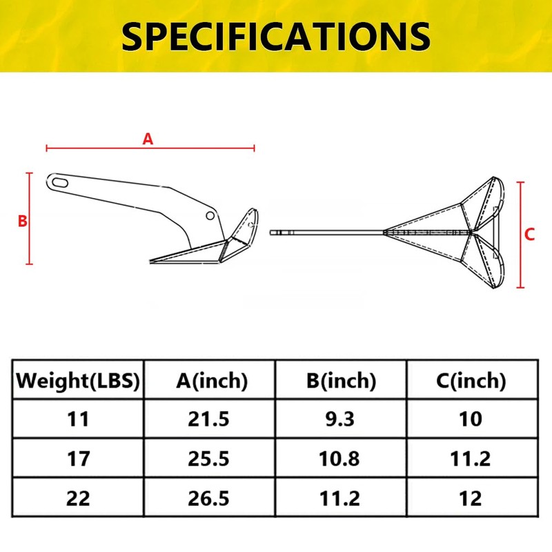 Garvee 11 LBS Boat Anchor, 316 Stainless Steel Delta-Style Anchor,