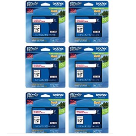 Brother Genuine TZe-232 1/2" Red on White Standard Laminated Tape for P-Touch Labeler, 6 Pack