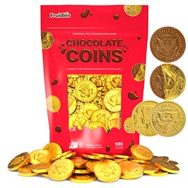 100 Coins, Gold Half Dollar Coins, Made with Premium Belgian ingredients, Nut-Free, Non-GMO, Kosher Dairy