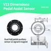 Ebike KT V12-L Double Hall Pedal Assist Sensor，Electric Bike Left