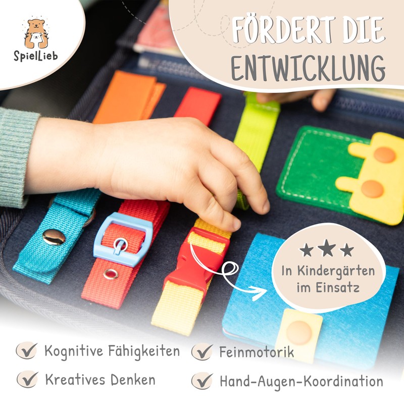 SpielLieb® Montessori Busy Board German from 3 Years - Interactive