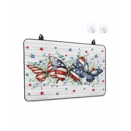 Stove Cover for Electric Cooktops 28.5"x20.5" Non-Slip Foldable Protector Independence Day Butterfly Eucalyptus Leaf Wood Grain Scratchproof Rubber Mat for All Electric Stove Models