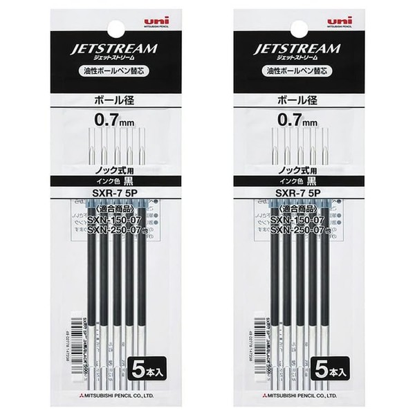Mitsubishi Pencil Ballpoint Pen Refill, Black, Jet Stream SXR-7, Pack