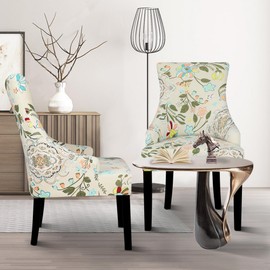 Lellen Wingback Chair Slipcover Printed Wing Back Chair Covers with Arms Stretch Wingback Side Chair Slipcover Wing Dining Chair Covers Accent Chair Covers Wing Chair Slipcover Set of 2