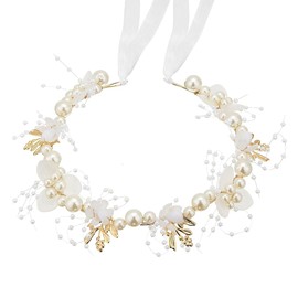 YFFSFDC Hair Ornament, Garland, Pearl, Crystal Beads, Cute, Flower Ornament, Hair Accessory, Headband, Children's Headdress, Wedding, Photo Shoot, Recital, School Entrance Ceremony, Reception, Graduation Ceremony, Girls