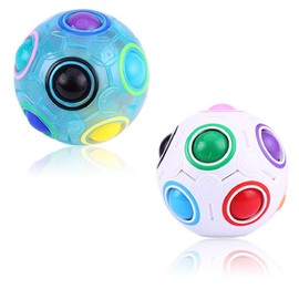 2 Pack Magic Rainbow Puzzle Ball Teasers Games Toys Magic Ball Puzzle Fidget Ball Brain Teasers Games Toys Fun Stress Reliever for Kids