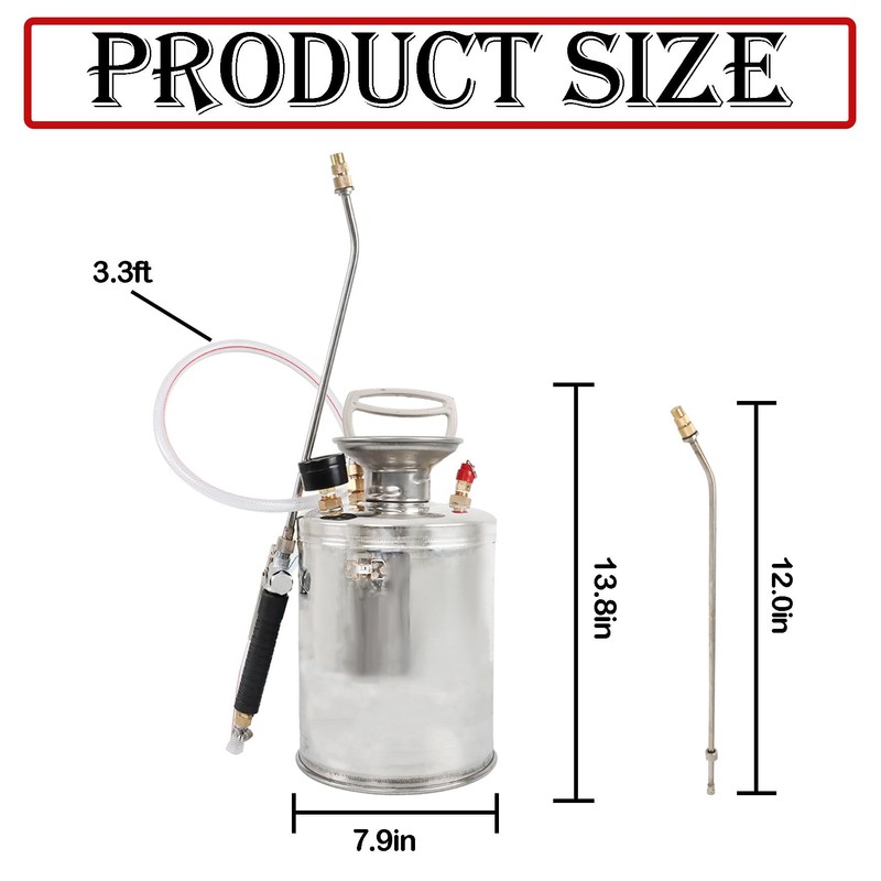 YSMN Hand Pump Sprayer Stainless Steel Sprayer for Indoor and