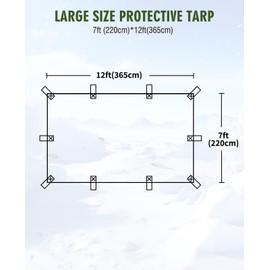 HIRALIY 20 Mil Heavy Duty Waterproof Tarp, 7x12ft Green Tarpaulin with Reinforced Webbing Loops, Multipurpose Oxford Canvas Tarp for Firewood, Roof, Camping, Pool