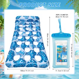 Inflatable Air Mattress Pool, Water Air Mattress, Adult Pool Inflatable Swimming Mat, Inflatable Floating Bed, Float Float Rafts with Headrest, Inflatable Float Net