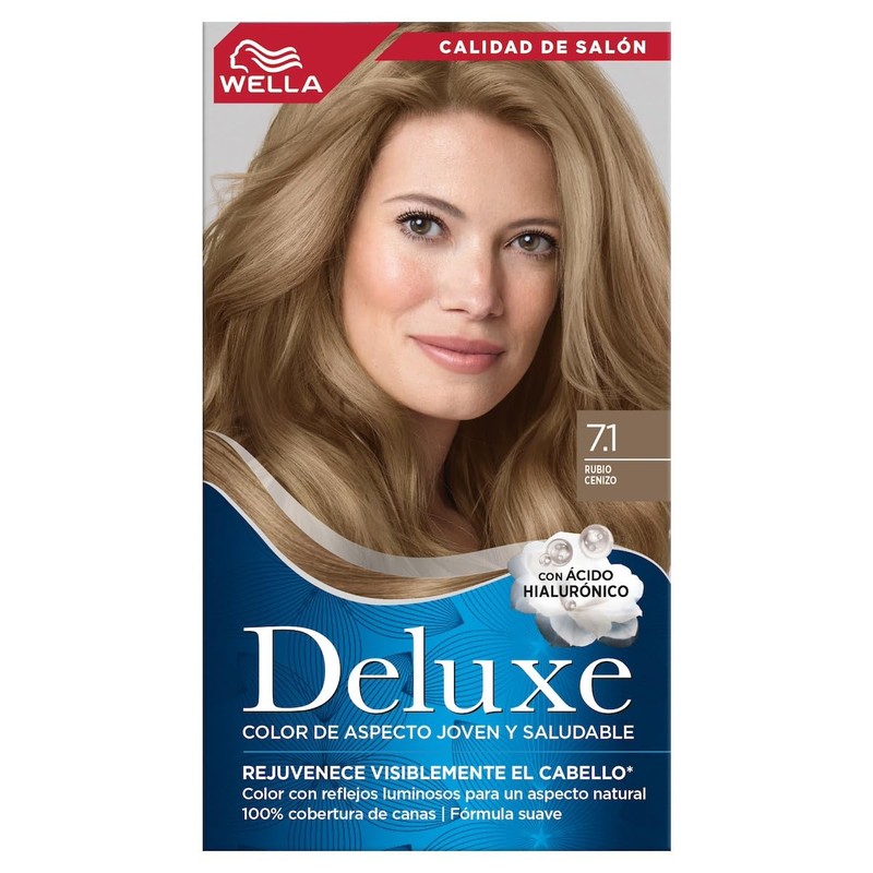 Wella Deluxe, Tinte Permanente 7.1 Rubio Cenizo, 207 G