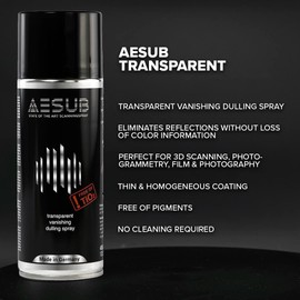 3D Scanning Spray for 3D Scanner - Ideal for Transparent Reflective Textured Surfaces, No Cleaning Needed, Improves Scan Accuracy Efficiency, 400ml(13.53 fl oz), Transparent