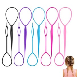 10-piece Hair Tool Set,Topsy Tail Hair Tool, Hair Pull Through Tool Set, Large and Small, Suitable for Women and Girls, Beginners Learning Hairstyling(Assorted Colours)